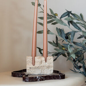 Roma Travertine Candle Holder | Beige